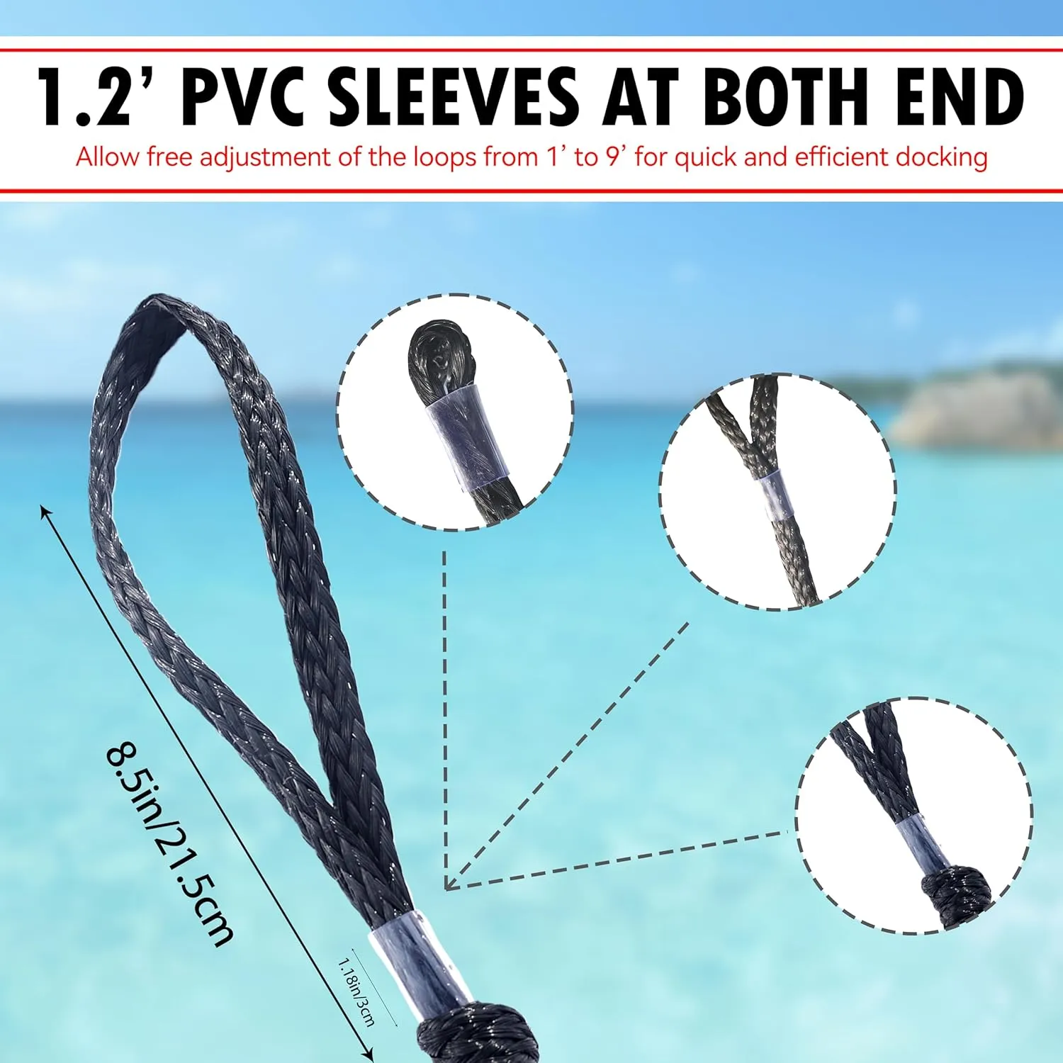4ft Bungee Dock Lines for Boat 2 Pack – Tangle-Free Shock Absorbing Mooring Ropes for Boat, Jet Ski, Pontoon, Kayak (Black)