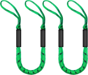 4FT Bungee Dock Lines for Boats with Loops – Shock Absorbent Mooring Rope, Perfect Boat/Jet Ski/Pontoon Accessories, Boating Gift for Men 8 Colors 2 PCS (Green&Black)