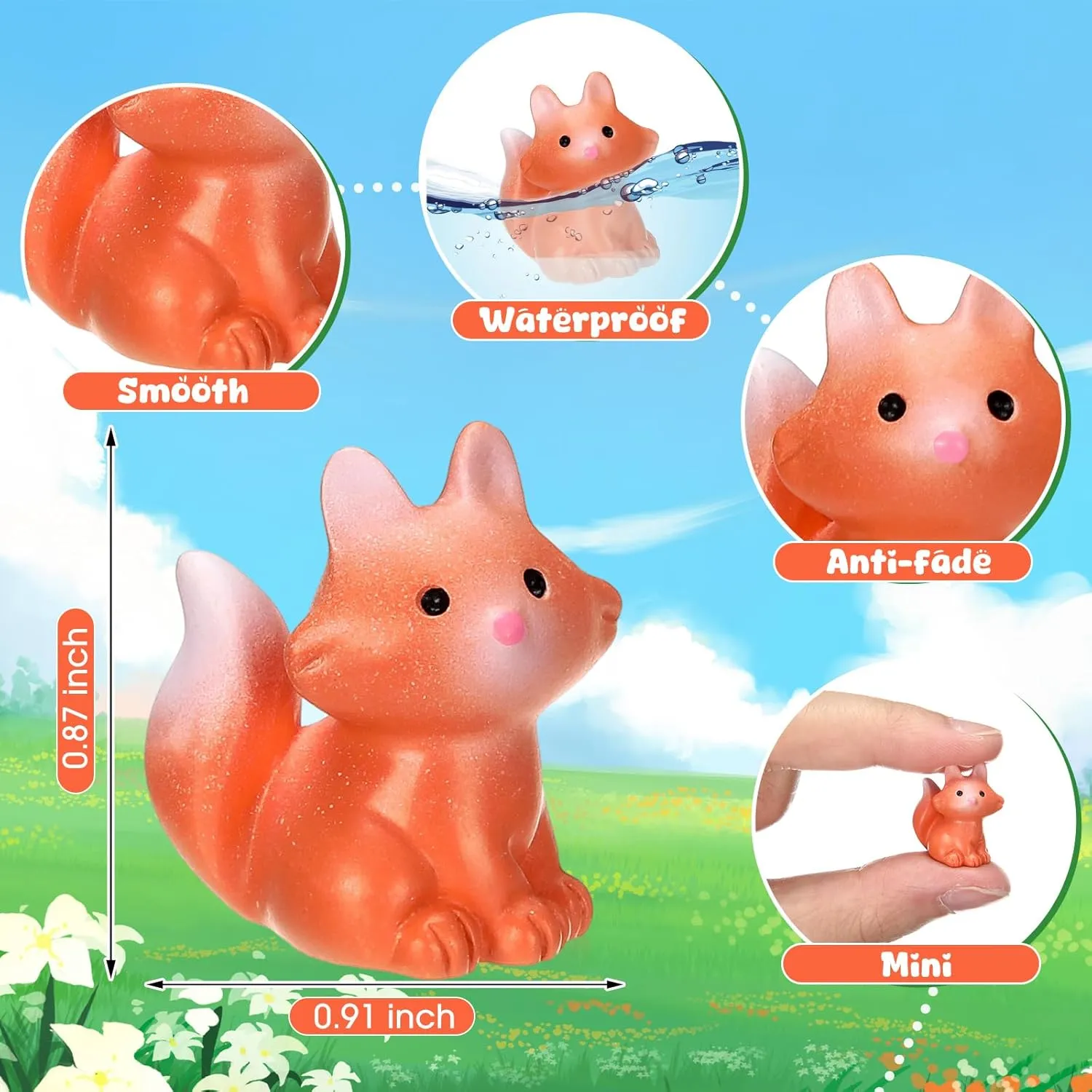 50 Pcs Mini Resin Animal Miniature Figurines Bulk Adorable Garden Accessories for Micro Landscape Ornaments Home Decor Bookcase Living Room Scenes Kit (Fox Style)