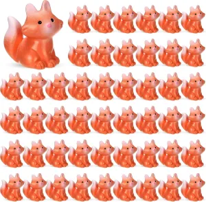 50 Pcs Mini Resin Animal Miniature Figurines Bulk Adorable Garden Accessories for Micro Landscape Ornaments Home Decor Bookcase Living Room Scenes Kit (Fox Style)