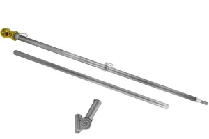 6ft Spinning Stabilizer Flag Pole & Adjustable Bracket Kit (Silver)