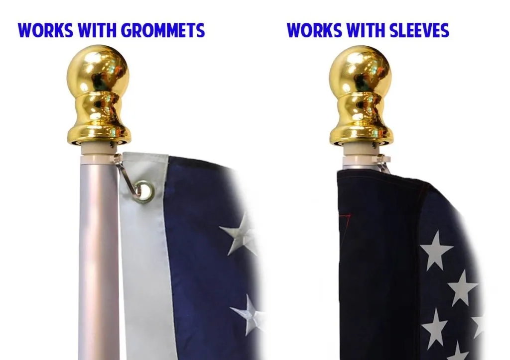 6ft Spinning Stabilizer Flag Pole & Adjustable Bracket Kit (Silver)