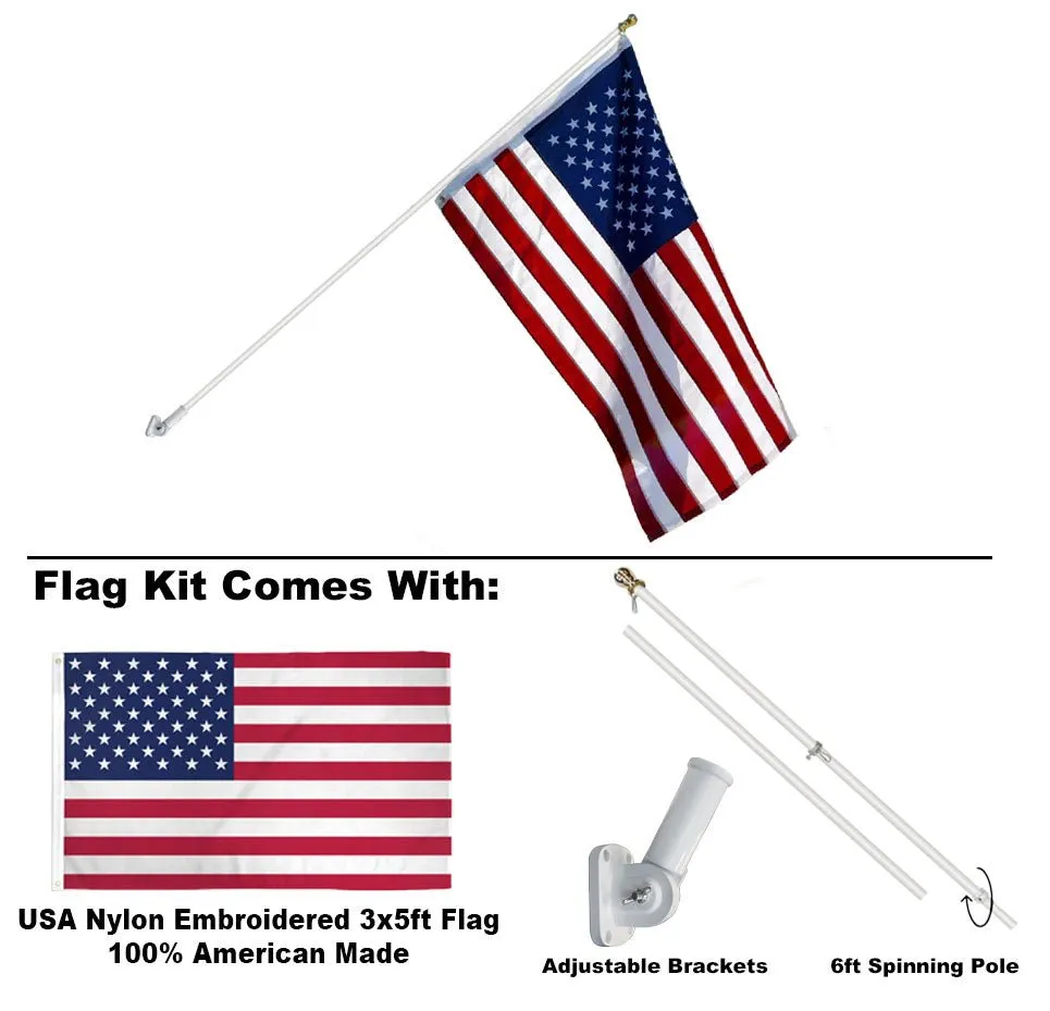 6ft Spinning Stabilizer Pole and American Made USA Flag Kit