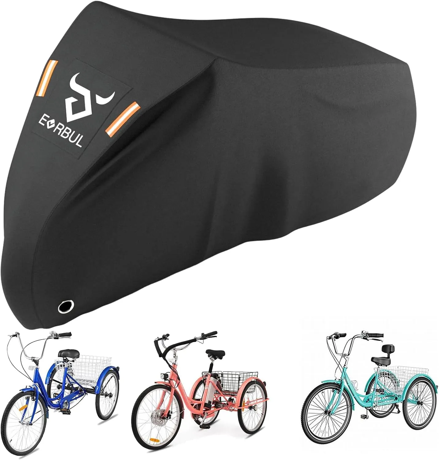 75L x 30W x 44H Inch Adult Tricycle Cover, Outdoor Storage 3 Wheeled Bike Cover, Heavy Duty 420D Waterproof Electric Trike Cover for 3 Wheeled Bicycles Within 29 Inch