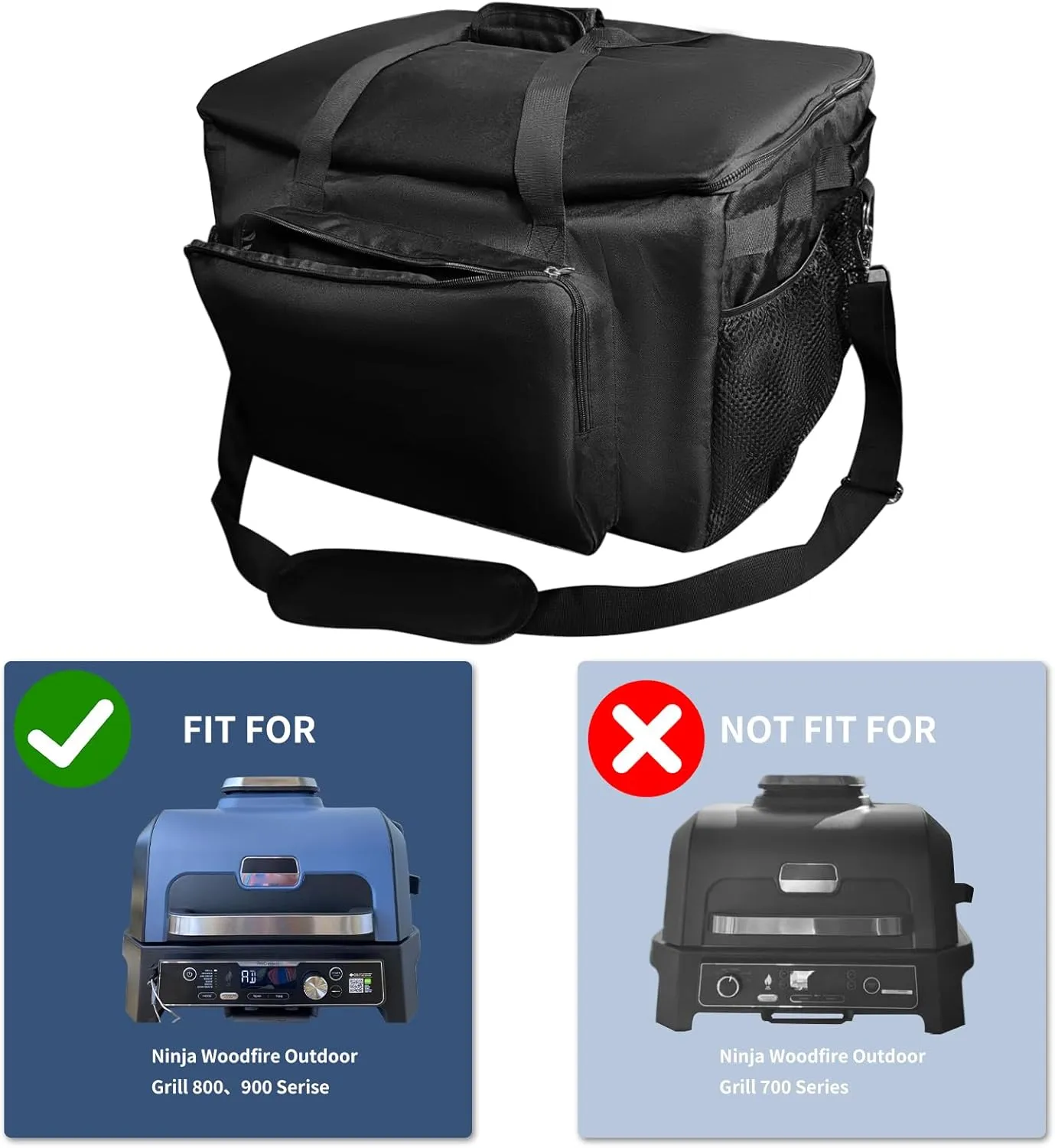840D Thickened Grill Carry Bag for Ninja Woodfire Outdoor Grill,Fits Ninja Smoker OG800 900 Series.Three-Layer Thickened Material,Three Ways to Carry and Thickened Handle,Grill Accessories（Bag Only）