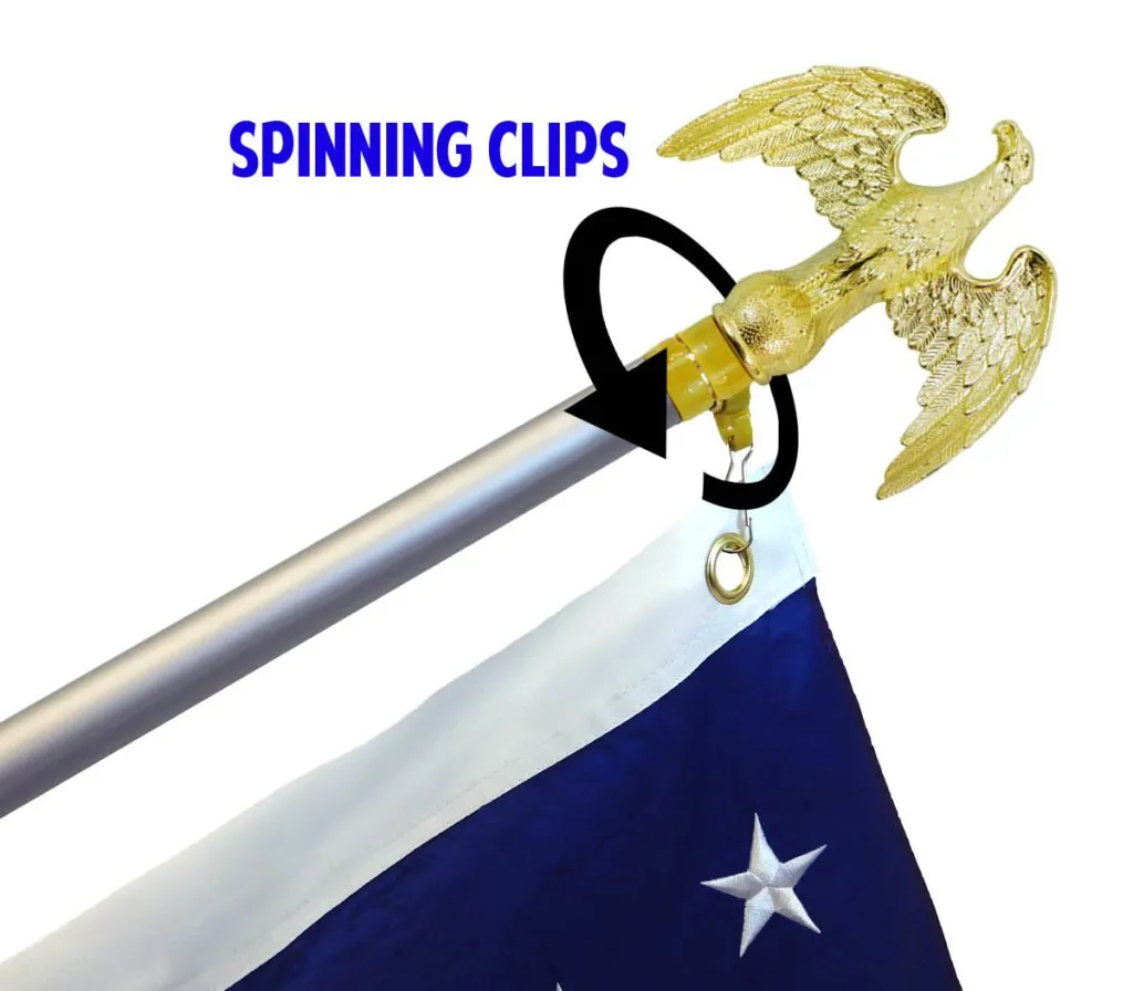 8ft Silver Aluminum Flag Pole (Eagle Top)