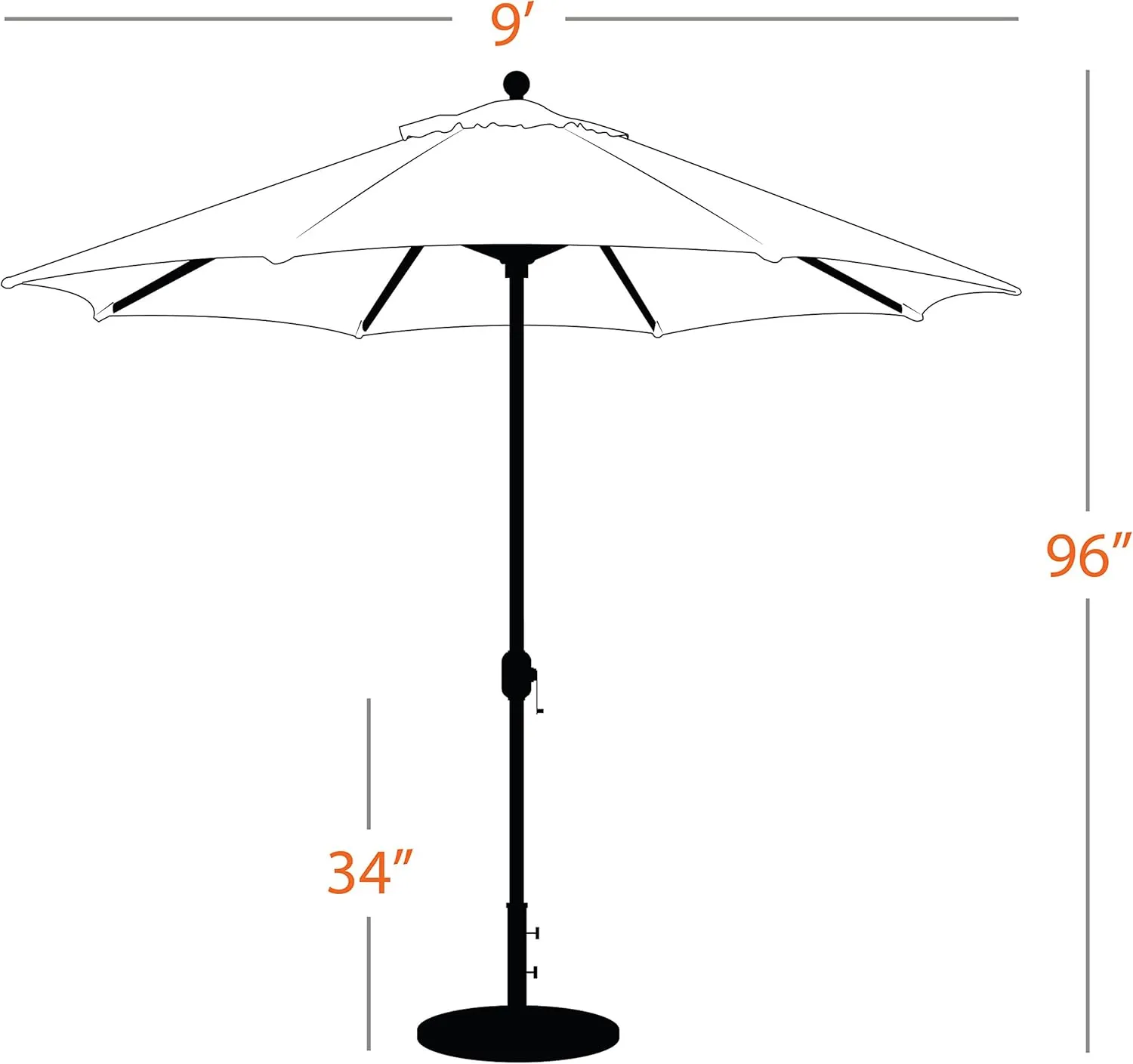 9-Foot Galtech (Model 737) Deluxe Auto-Tilt Umbrella with Antique Bronze Frame and Sunbrella Fabric Brick (Includes Extended Frame Warrantee)