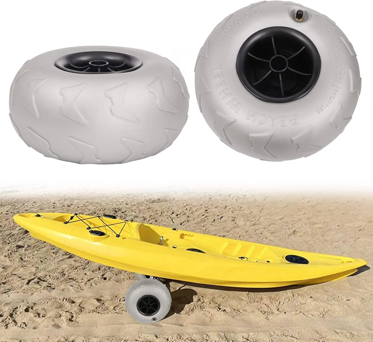 9" Balloon Beach Wheels, Replacement Sand Tires, Cart Tires for Beach Buggy, Kayak Trolley, Canoe Dolly, Rolling Walker, Garden Cart, Sand Wagon, 2-Pack