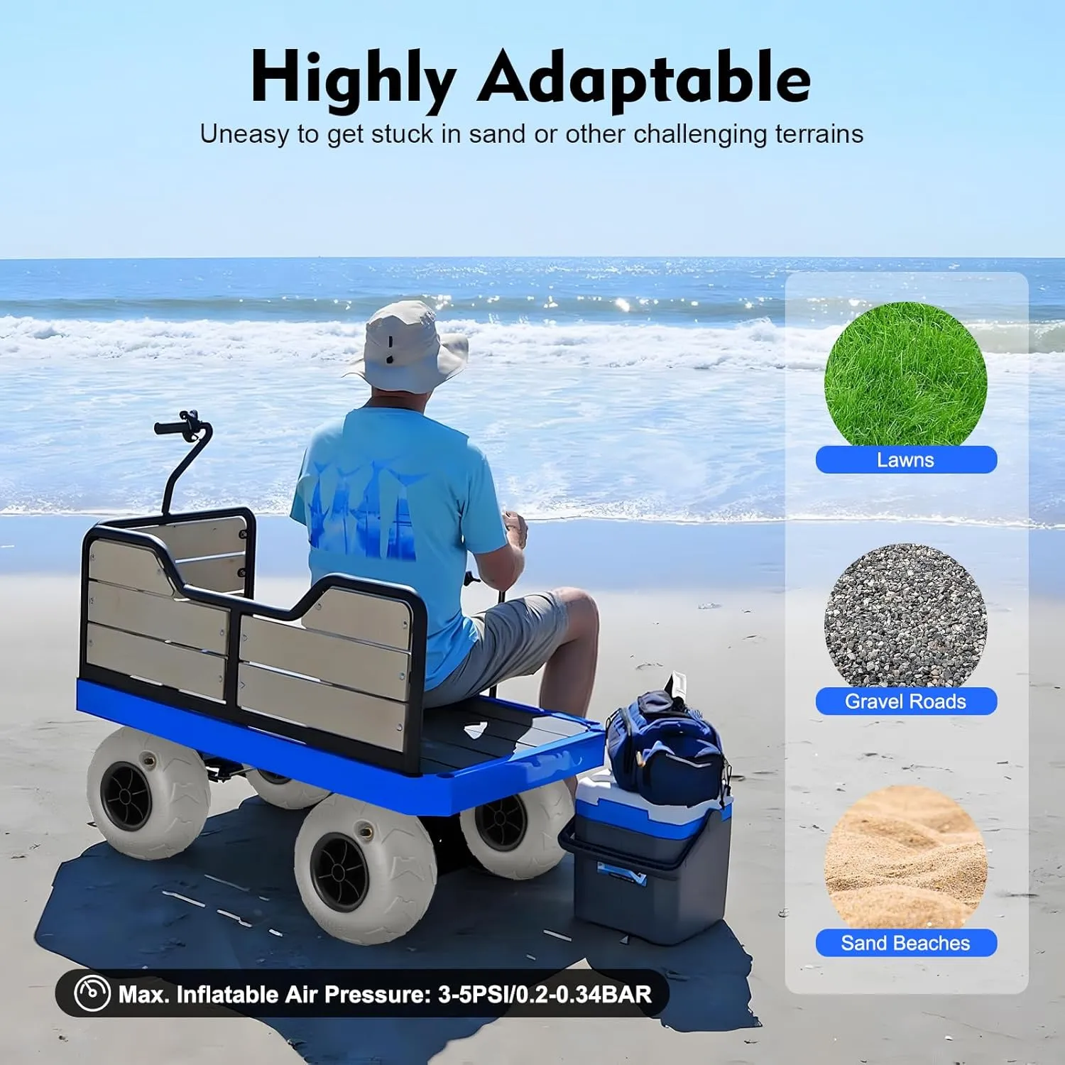 9" Balloon Wheels Beach Cart Tires, Replacement Balloon Wheel Beach Sand Tires for Kayak Dolly Canoe Carts Buggy Wagon, Big Sand Wheel Beachs Buggy Inflatable Wheels, 2-Pack