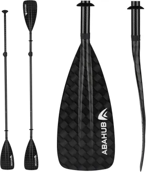 Abahub 1 x 4 Section Carbon SUP Paddle/Kayak Oar, Adjustable Stand up Paddleboard Paddles, Lightweight Carbon Shaft Black/Blue/Green/Gray/Orange/Red Plastic Blade