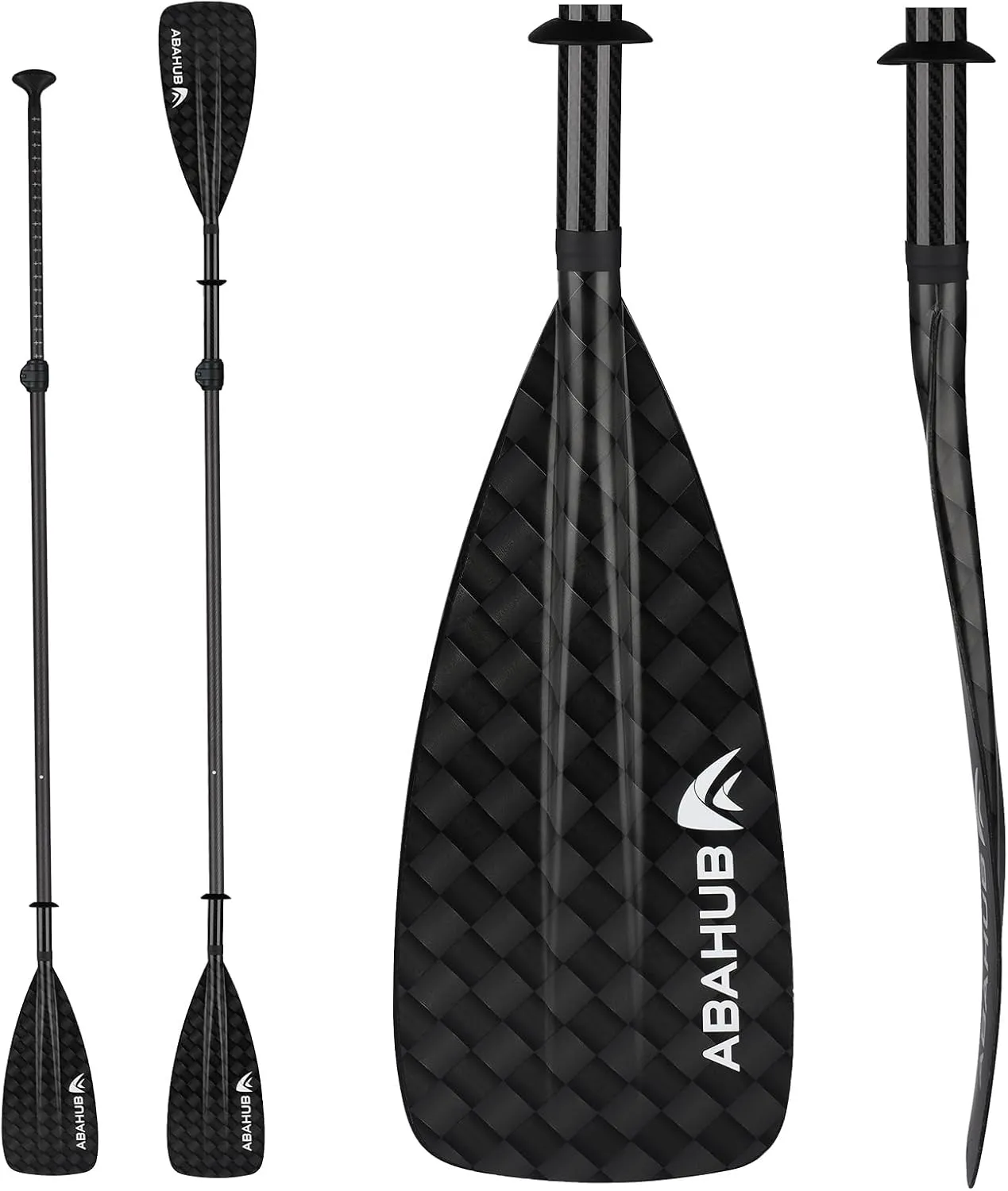 Abahub 1 x 4 Section Carbon SUP Paddle/Kayak Oar, Adjustable Stand up Paddleboard Paddles, Lightweight Carbon Shaft Black/Blue/Green/Gray/Orange/Red Plastic Blade