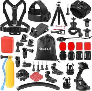 Action Camera Accessories Kit - Compatible for GoPro, DJI, Insta360, AKASO, Campark, Crosstour, APEMAN, COOAU, Apexcam, SJCAM, SJ4000 and Waterproof Underwater Sports Camera