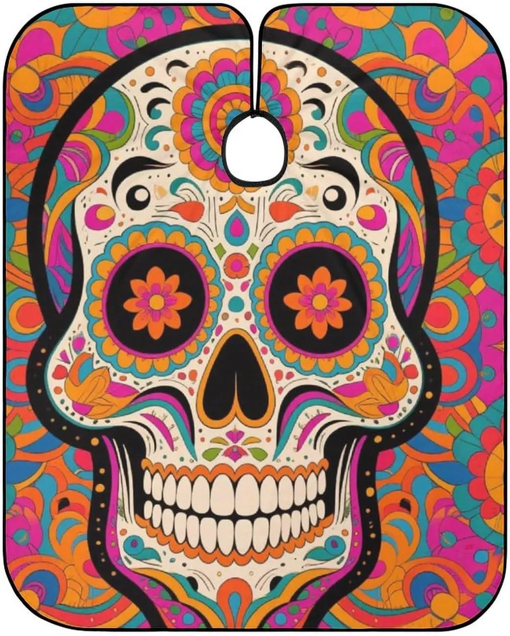Adjustable Barber Styling Cape - Mexican Sugar Skull Flower Art Haircut Apron Hairdressing Gown Cover for Hairdressers