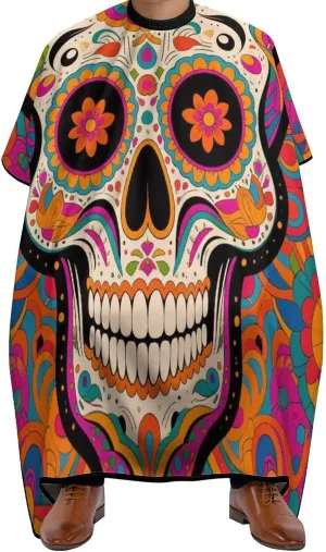 Adjustable Barber Styling Cape - Mexican Sugar Skull Flower Art Haircut Apron Hairdressing Gown Cover for Hairdressers