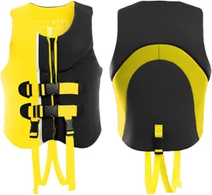 Adult Life Jacket with Adjustable Waistband and Safety Crotch Strap, Neoprene Buoyancy Aids for Boating Kayaking Water Sports(Yellow,XXX-Large)