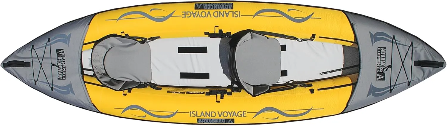 Advanced Elements - Island Voyage 2 Inflatable Kayak - Recreational Convertible Kayak - for 1 or 2 Person - 11 ft - Yellow
