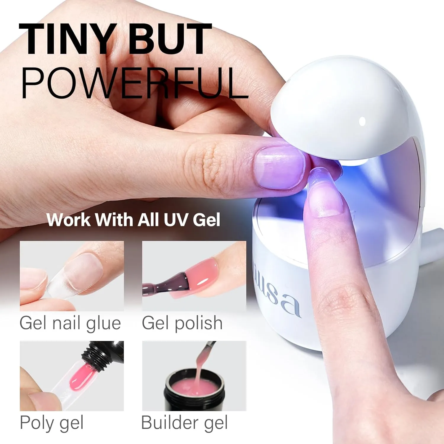 AILLSA Nail Tips and Glue Gel Kit Short Coffin Nail Tips 240pcs with 2 In 1 Nail Glue Base Coat and Nail Dehydrator, Gel Extension Nail Kit with U V Light Top Coat for DIY Home Salon