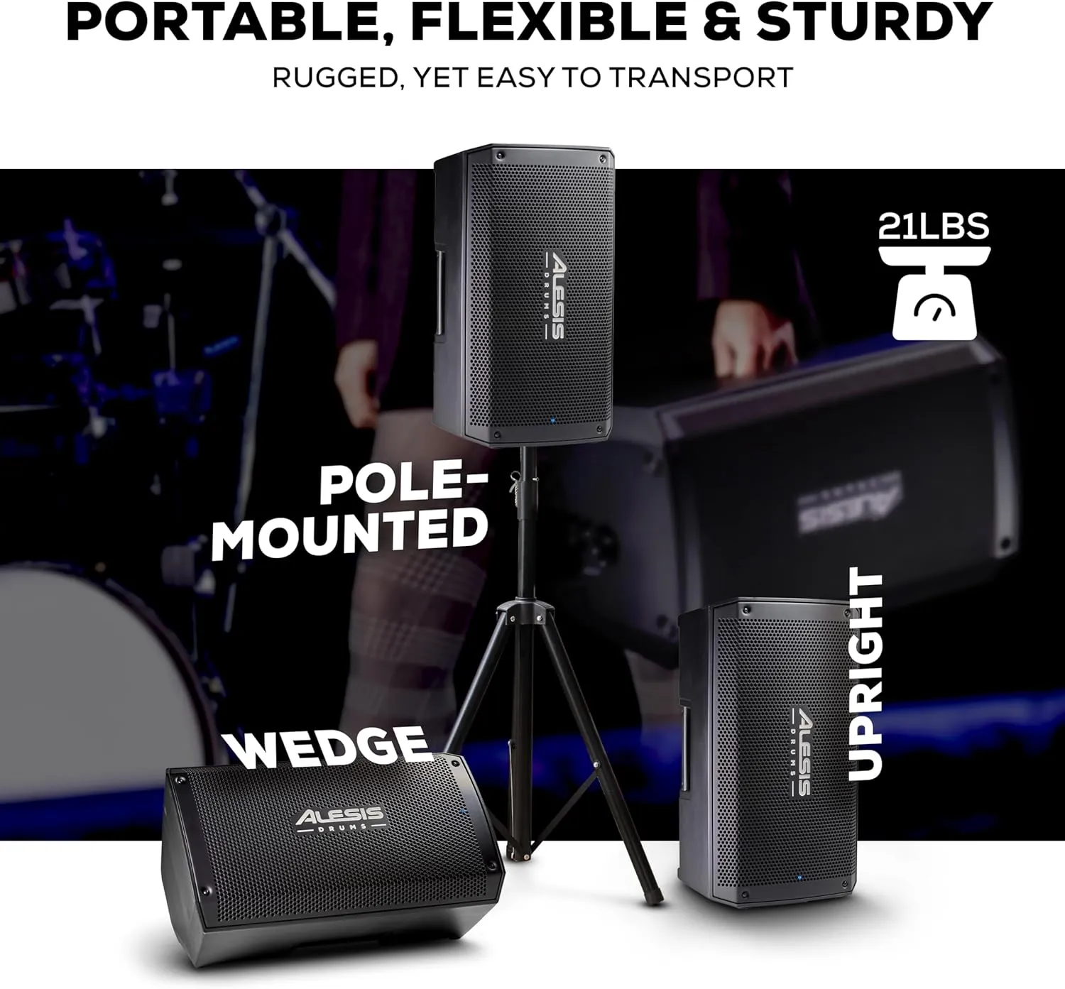 Alesis Strike Amp 8 MK2-2000W Drum Amp Speaker for Electric Drum Set with Bluetooth, 8" Woofer, HPF EQ and Ground-Lift Switch