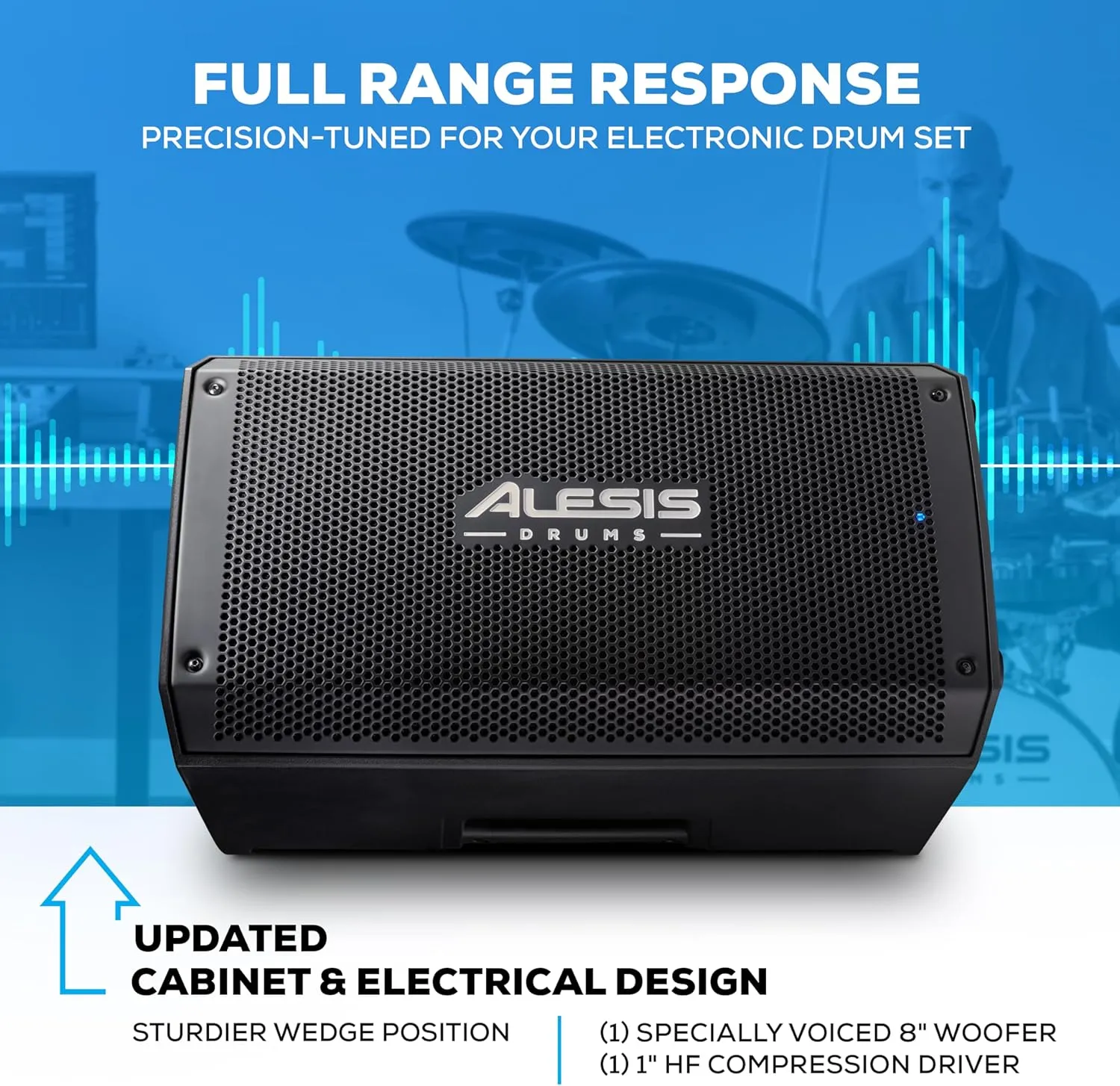 Alesis Strike Amp 8 MK2-2000W Drum Amp Speaker for Electric Drum Set with Bluetooth, 8" Woofer, HPF EQ and Ground-Lift Switch