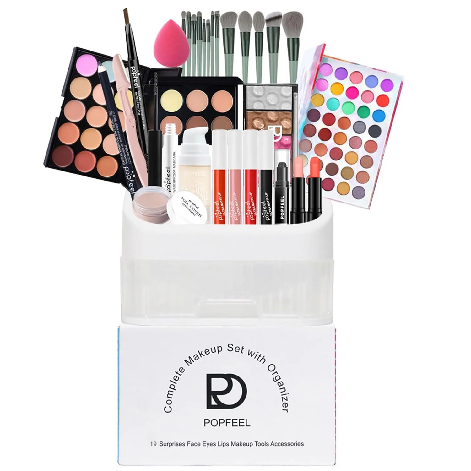 All in One Makeup Kit for Women Full Kit Girls Makeup Gift Sets Xmas Essential Bundle Include Eyeshadow Palette Lipstick Blush Concealer Eyeliner Mascara Foundation Brush Eyebrow Pencil
