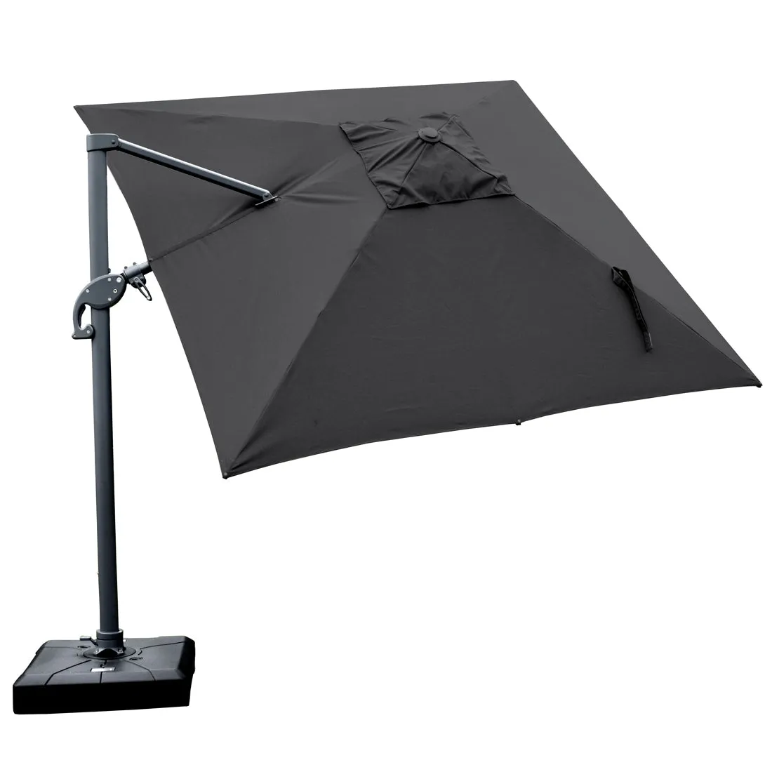 Amalfi 3x3m Cantilever Umbrella with Water Base - Dark Grey