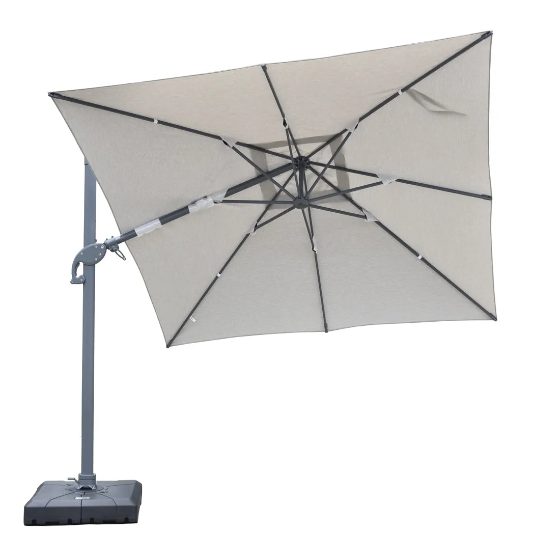 Amalfi 3x3m Cantilever Umbrella with Water Base - Light Grey