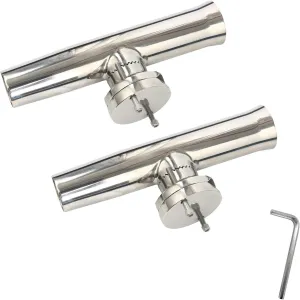 Amarine Made 2Pcs Fishing Rod Holder, Stainless Tournament Style Clamp on Rod Holder, Rail Mount Fishing Pole Holder for Rails 1-1/4" to 2"