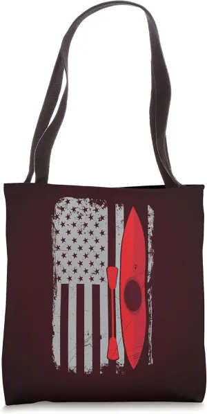 American Flag Kayak -Distressed USA Outrigger Canoe Kayaking Tote Bag