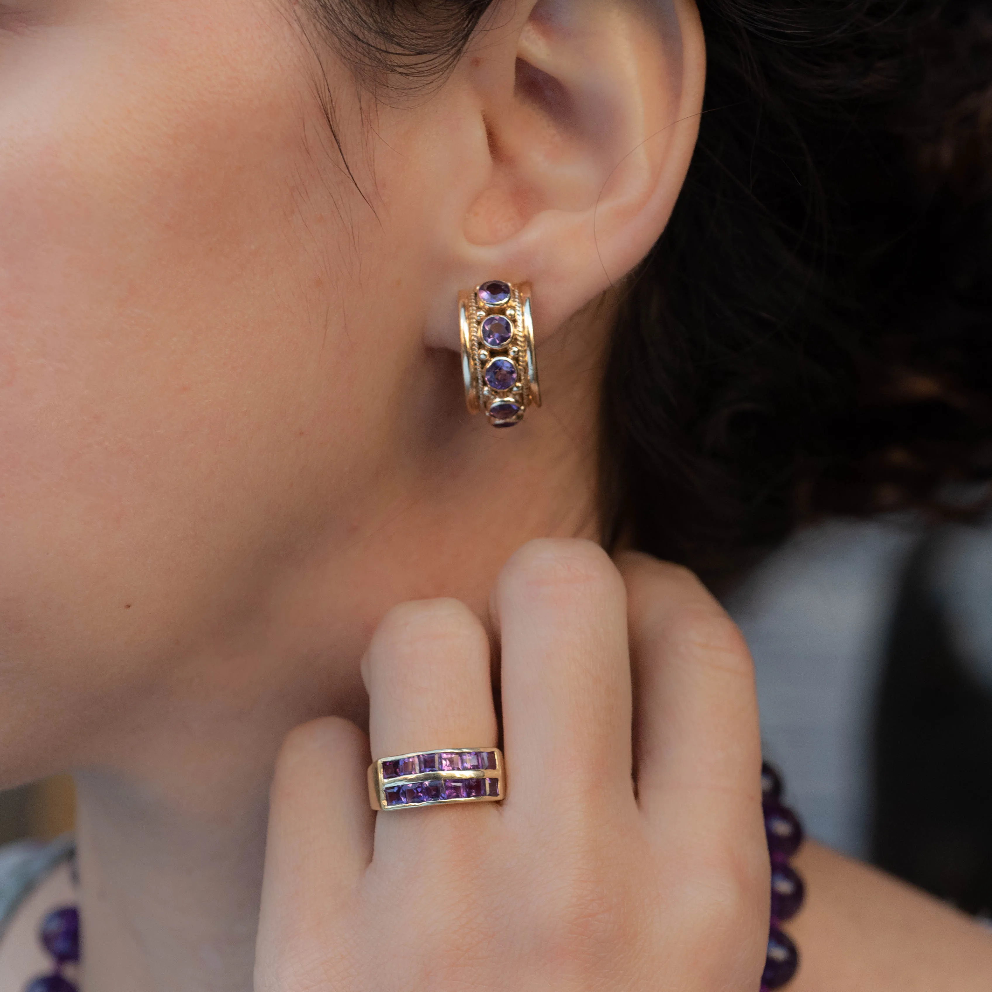 Amethyst Half-Hoops c1950
