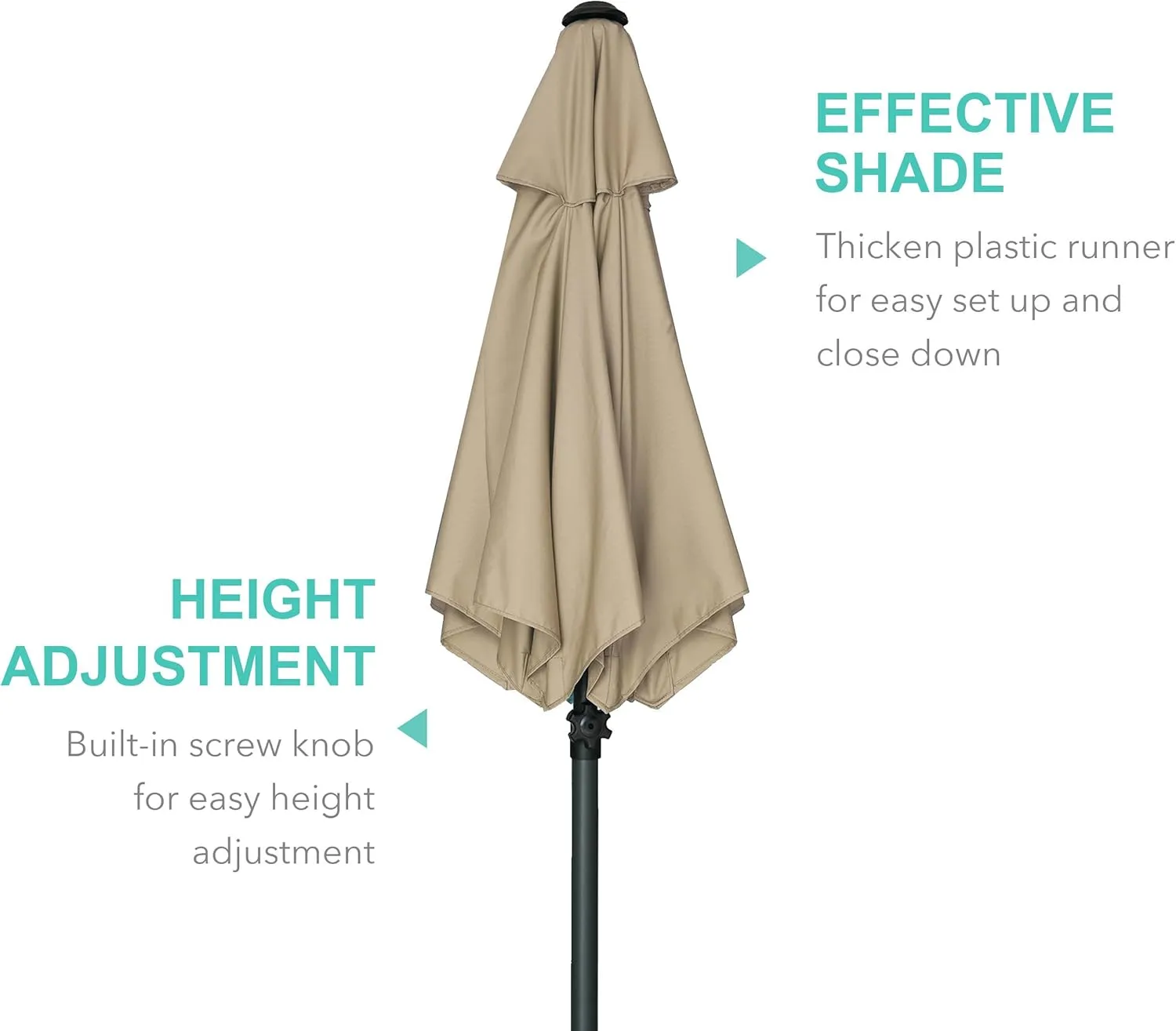AMMSUN 5.8ft Patio Umbrella Outdoor Table Umbrellas with Push Button Tilt, UPF50  Premium Steel Pole and Ribs for Deck, Lawn, Garden, Backyard & Pool (Tan)