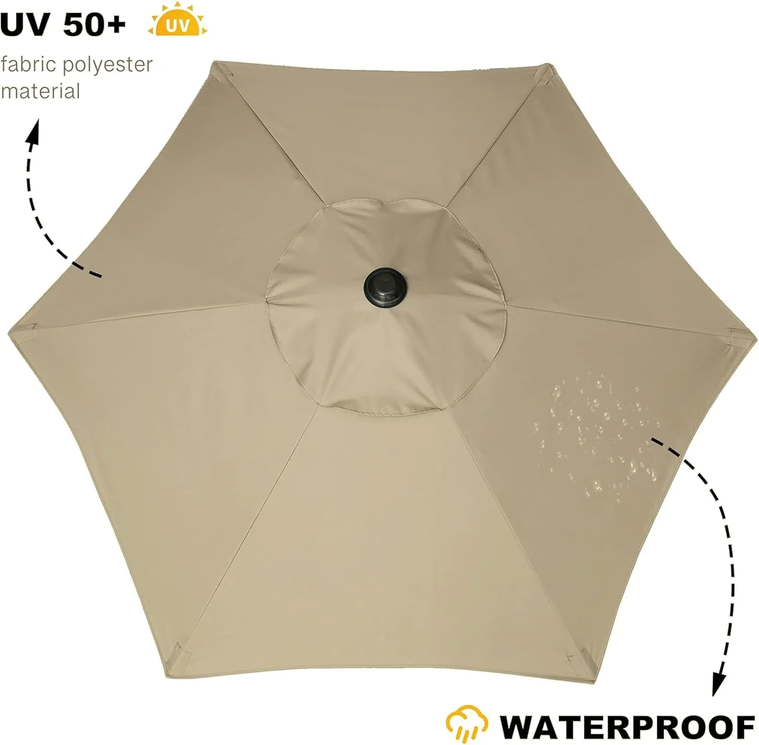 AMMSUN 5.8ft Patio Umbrella Outdoor Table Umbrellas with Push Button Tilt, UPF50  Premium Steel Pole and Ribs for Deck, Lawn, Garden, Backyard & Pool (Tan)