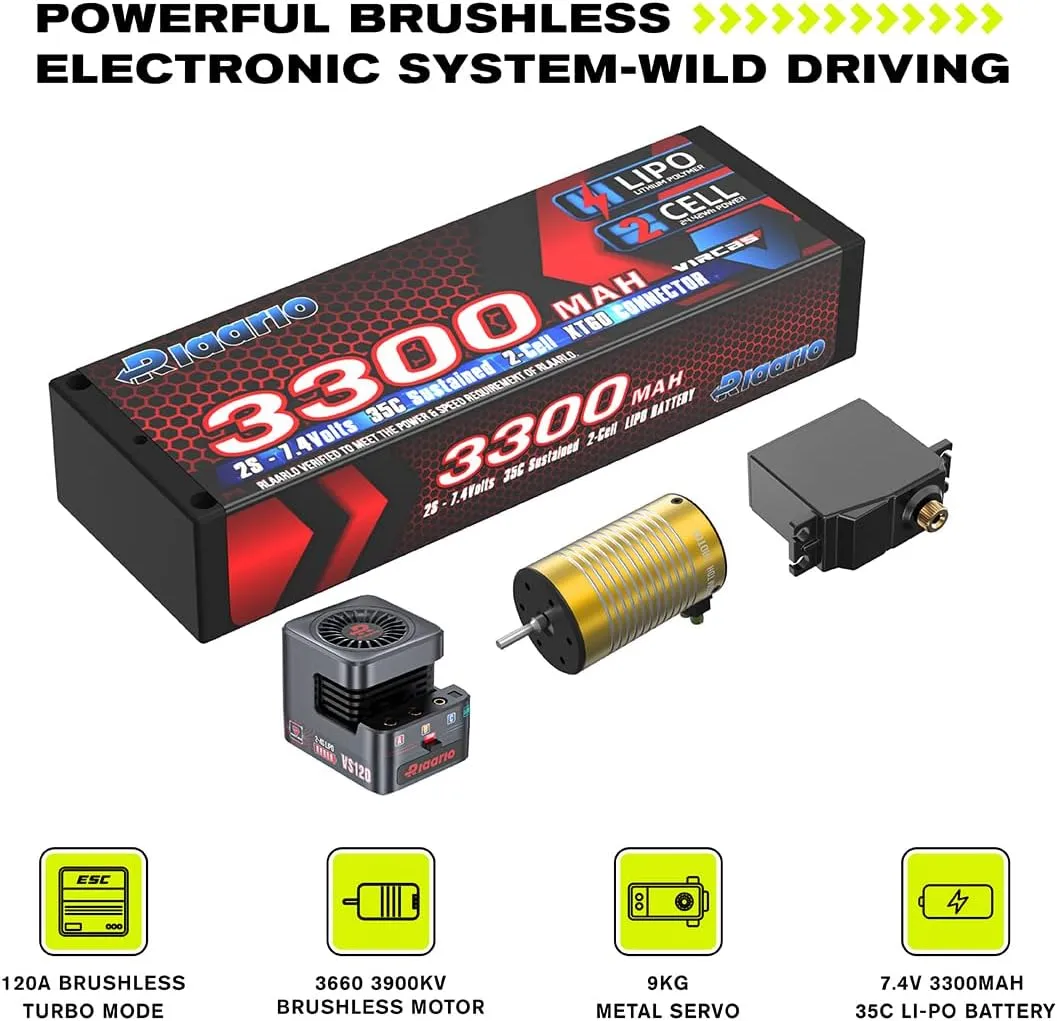 AMORIL 1/10 Fast Brushless RC Drift Cars for Adults,Max 200KM/H Carbon Fiber On-Road Supercar with 3660 3900KV Brushless Motor,120A ESC,9KG Meta-Gear Servo,3300mah Lipo,Waterproof Suitcase,Blue