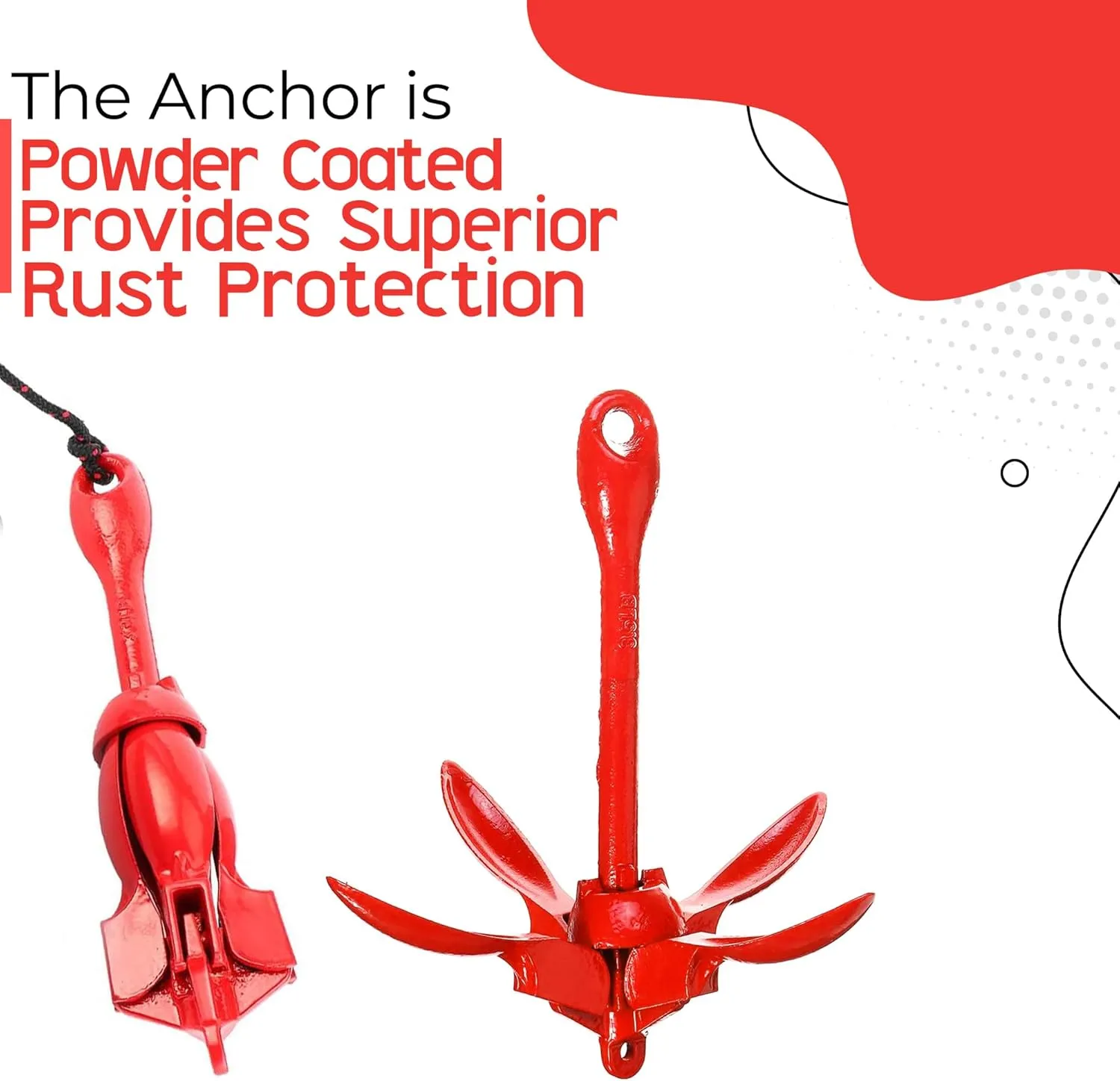Anchor-Man Folding Kayak Complete Anchor Kit, Stainless Steel Shackles, Mushroom Anchor with 25 Feet Rope, Jet Ski Anchor Kit, Galvanized Navy Anchor Canoe Small Boat Anchor for Fishing
