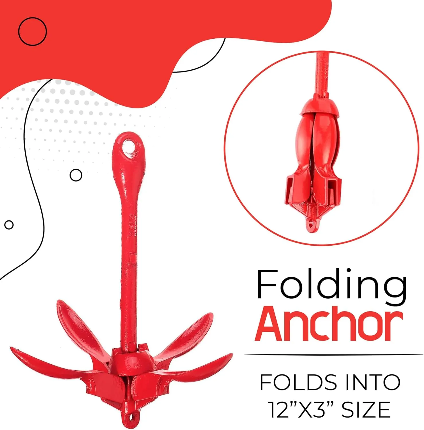 Anchor-Man Folding Kayak Complete Anchor Kit, Stainless Steel Shackles, Mushroom Anchor with 25 Feet Rope, Jet Ski Anchor Kit, Galvanized Navy Anchor Canoe Small Boat Anchor for Fishing