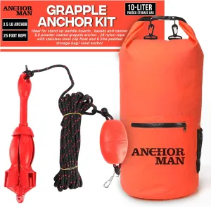 Anchor-Man Folding Kayak Complete Anchor Kit, Stainless Steel Shackles, Mushroom Anchor with 25 Feet Rope, Jet Ski Anchor Kit, Galvanized Navy Anchor Canoe Small Boat Anchor for Fishing