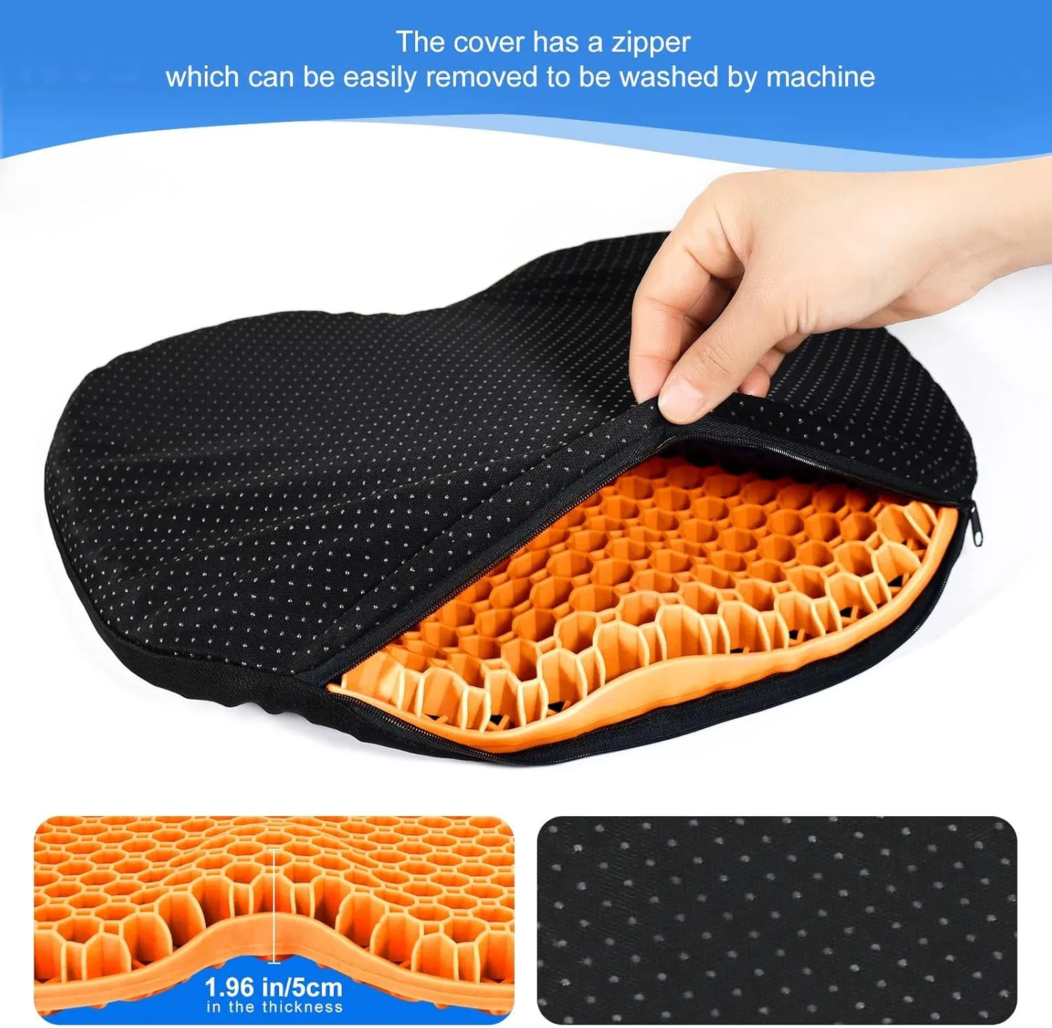 Anti Slip Kayak Gel Seat Cushion Thick Waterproof Egg Seat Cushion Kayak Seat Pad with Non-Slip Cover for Sit in Kayak Inflatable Kayak Canoe & Boat Kayak Accessories for Fishing Kayak