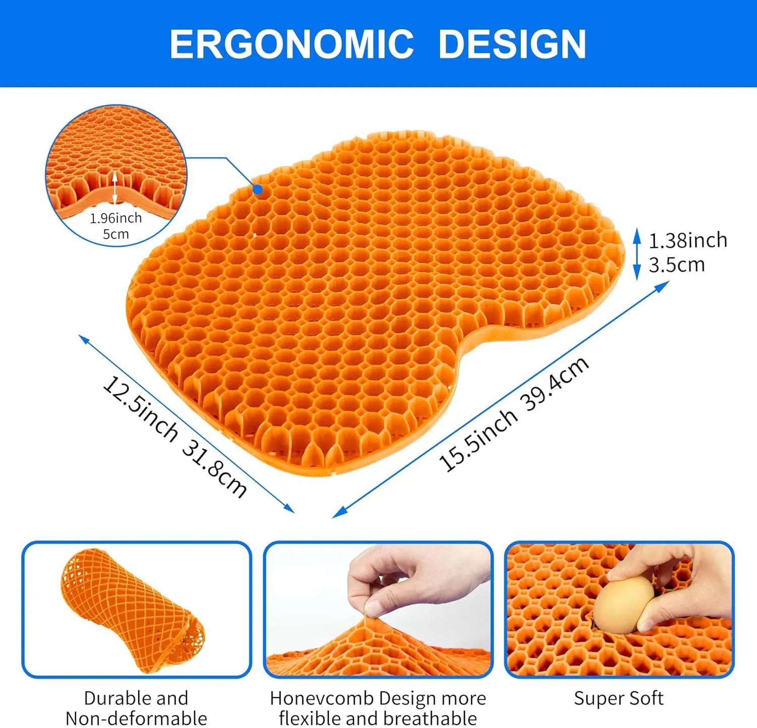 Anti Slip Kayak Gel Seat Cushion Thick Waterproof Egg Seat Cushion Kayak Seat Pad with Non-Slip Cover for Sit in Kayak Inflatable Kayak Canoe & Boat Kayak Accessories for Fishing Kayak