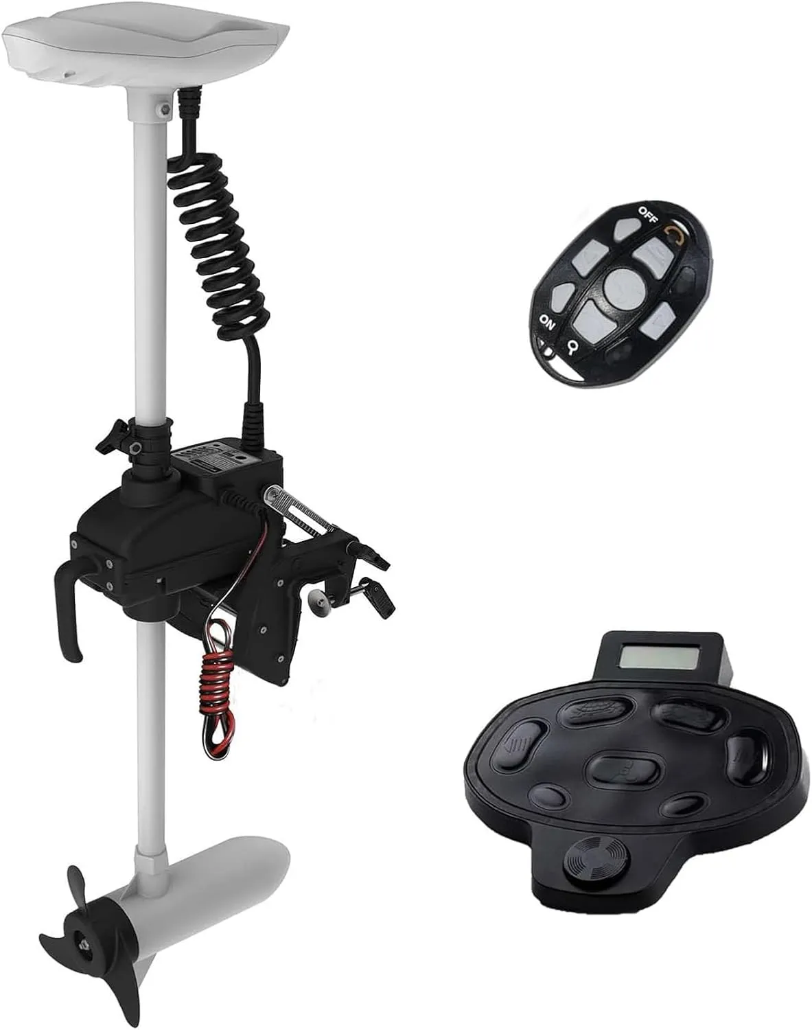 AQUOS Haswing 12V 55LBS 26inch Transom Trolling Motor with 2.4 G Wireless Remote Control and Wireless Foot Control for Inflatable Pontoon Boat, Dinghy Kayak Fishing, One Person Boat Fishing