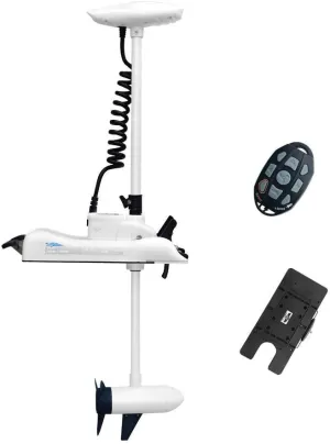 AQUOS Haswing White 12V 55LBS 48inch Bow Mount Trolling Motor with Remote Control, Quick Release Bracket for Inflatable Boat Kayak Bass Boat Aluminum Boat Fishing Freshwater and Saltwater Use
