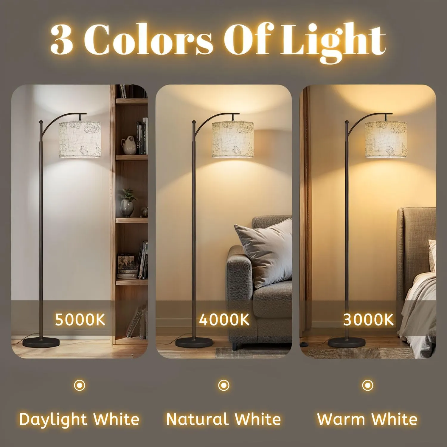 Arc Floor Lamps Geographical map Contour map Abstract Frame Design Modern LED Adjustable Lampshade Standing Light for Living Room Reading Bedroom Office