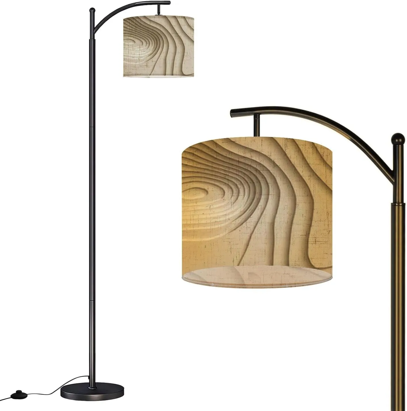 Arc Floor Lamps Mountain Hiking Map line Topography Abstract Topographic map Space for Modern LED Adjustable Lampshade Standing Light for Living Room Reading Bedroom Office