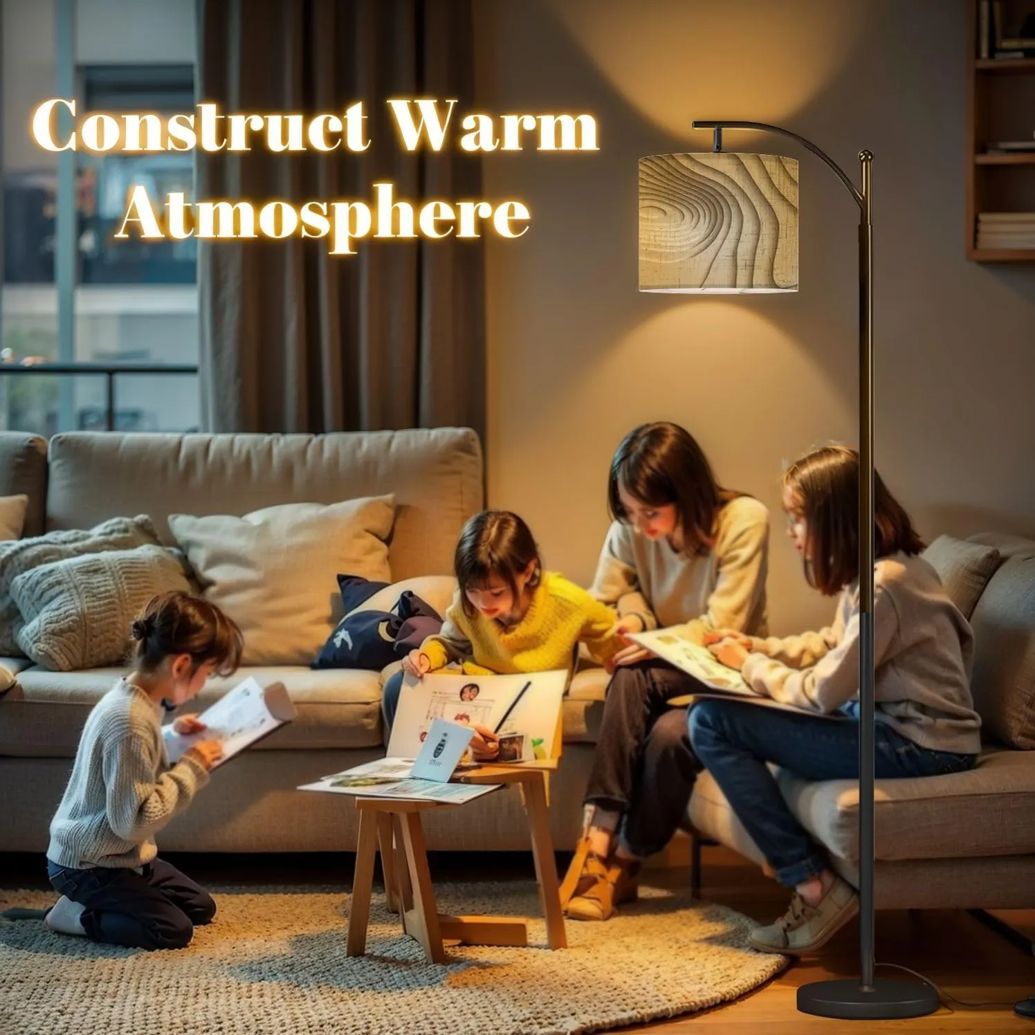 Arc Floor Lamps Mountain Hiking Map line Topography Abstract Topographic map Space for Modern LED Adjustable Lampshade Standing Light for Living Room Reading Bedroom Office