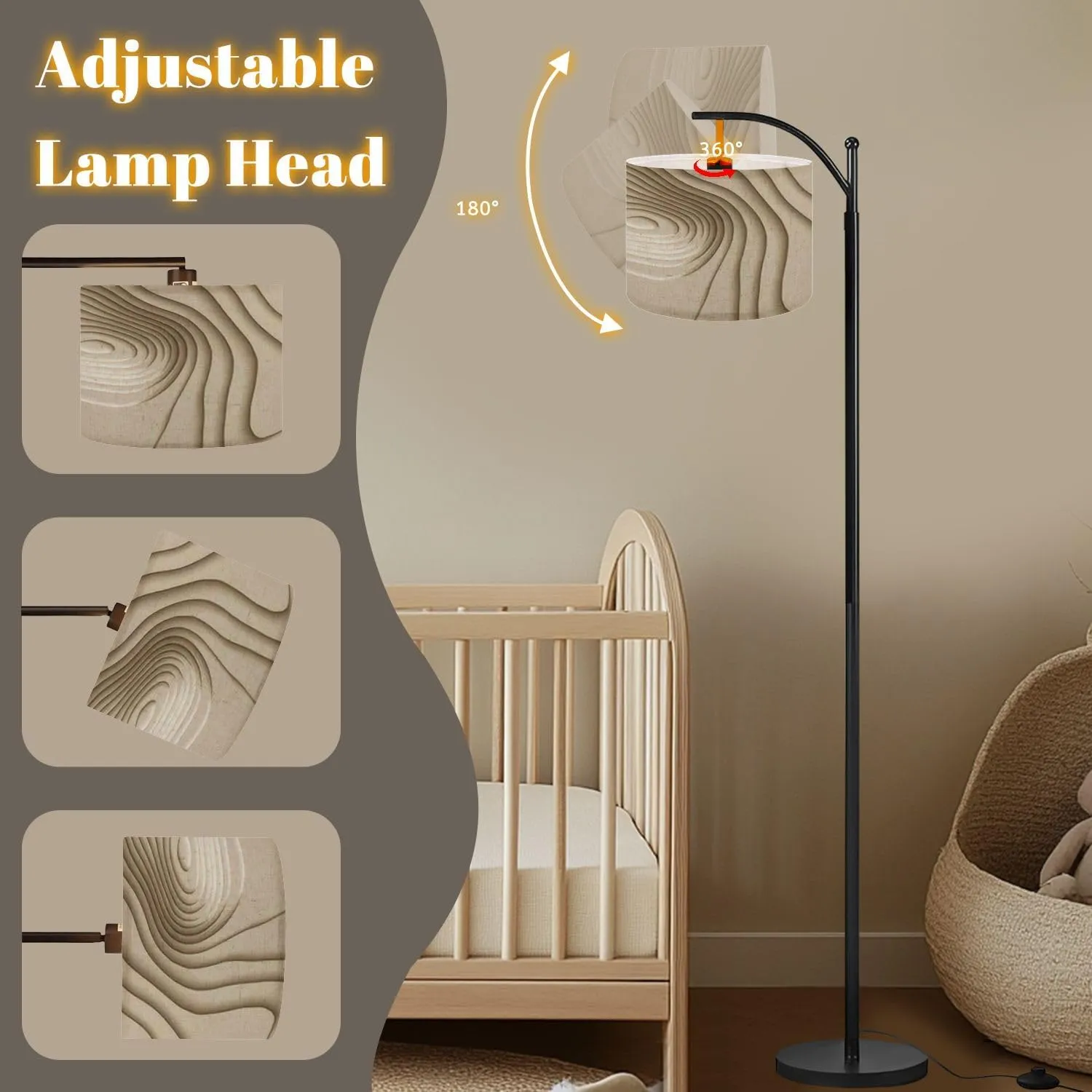 Arc Floor Lamps Mountain Hiking Map line Topography Abstract Topographic map Space for Modern LED Adjustable Lampshade Standing Light for Living Room Reading Bedroom Office
