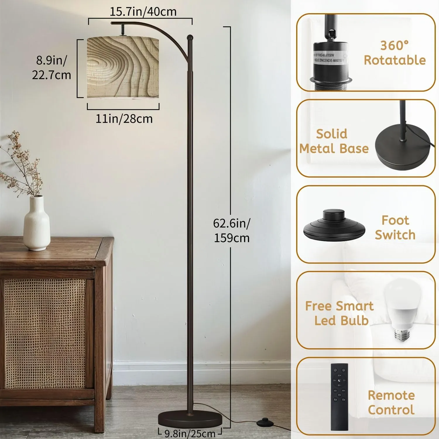 Arc Floor Lamps Mountain Hiking Map line Topography Abstract Topographic map Space for Modern LED Adjustable Lampshade Standing Light for Living Room Reading Bedroom Office