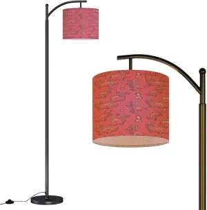 Arc Floor Lamps Seamless Pattern Cute Dinosaurs Pink Pattern for Childrens Clothes Modern LED Adjustable Lampshade Standing Light for Living Room Reading Bedroom Office