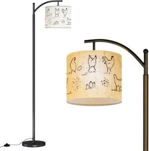 Arc Floor Lamps Set Cute Chicken Hen Doodle Drawing for Coloring Print Modern LED Adjustable Lampshade Standing Light for Living Room Reading Bedroom Office