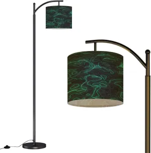 Arc Floor Lamps Topographic map Contour map Rendering Abstract Valleys Mountains Modern LED Adjustable Lampshade Standing Light for Living Room Reading Bedroom Office