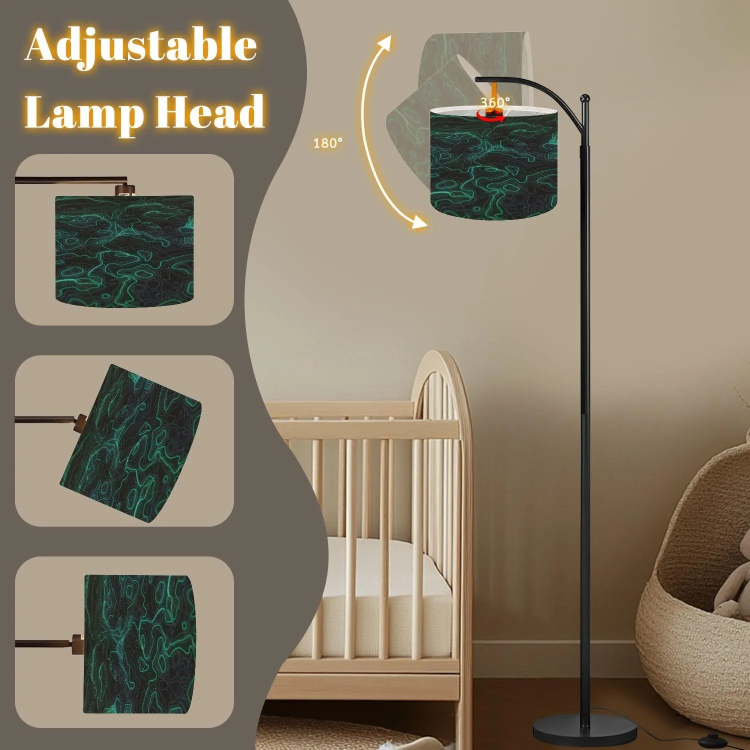 Arc Floor Lamps Topographic map Contour map Rendering Abstract Valleys Mountains Modern LED Adjustable Lampshade Standing Light for Living Room Reading Bedroom Office