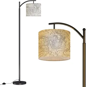 Arc Floor Lamps Topographic map Grid map Abstract Modern LED Adjustable Lampshade Standing Light for Living Room Reading Bedroom Office