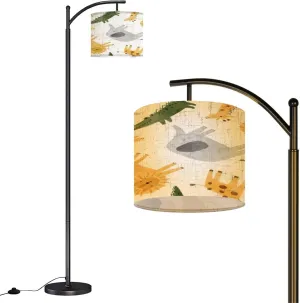 Arc Floor Lamps Watercolor Animals Cute African Crocodile Leopard Giraffe Elephant Modern LED Adjustable Lampshade Standing Light for Living Room Reading Bedroom Office